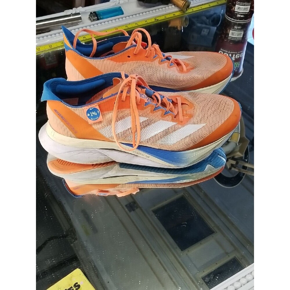 Mens 9 Adidas Adizero Boston 12 Wide Chris Nikic running shoes Screaming Orange.